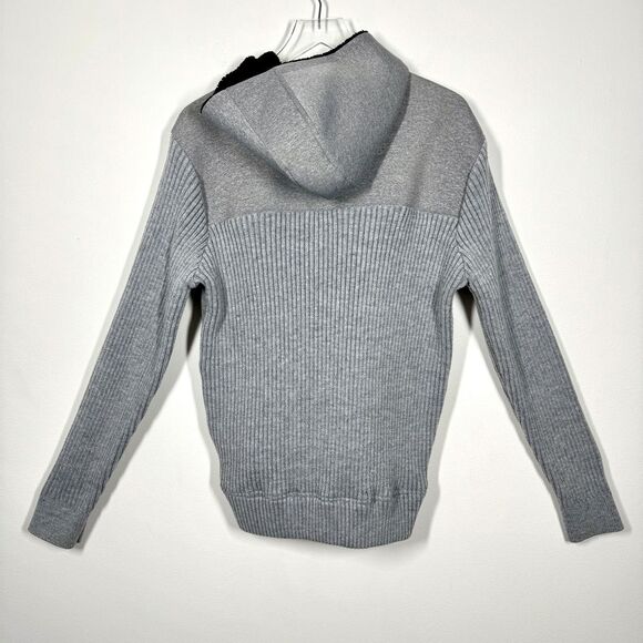 Stone Falcon Men’s Size Large Grey Black Full Zip Fleece Hoodie Jacket - Picture 3 of 10